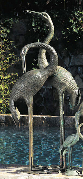 Crane Pair Extra Large Water Feature Bronze Sculptures Fountains